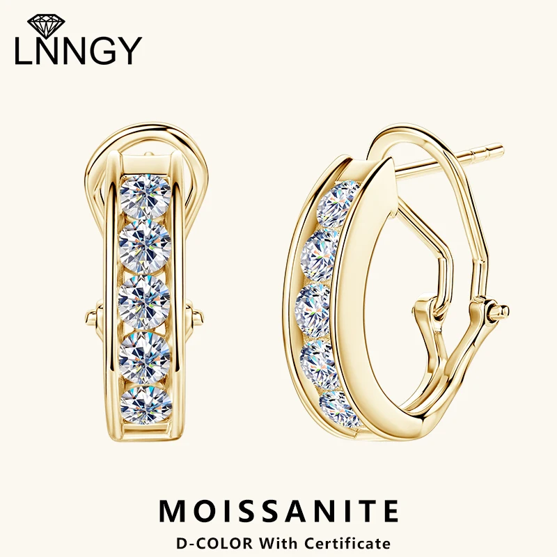 

Lnngy серьги-кольца из стерлингового серебра 925 пробы, корейские сверкающие сертифицированные серьги Huggies с муассанитом 3 мм 0,1 карата для женщин, свадебные украшения