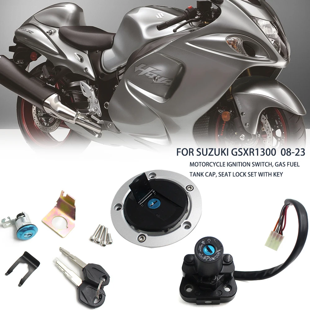 For Suzuki GSX1300R GSXR1300 Hayabusa 2008 2023 Ignition Switch Lock Keys Fuel Tank Cap Motorcycle