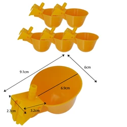 自動充填付き鶏給水器,5個,黄色のステンレスカップ,農場用,チーク,アヒル