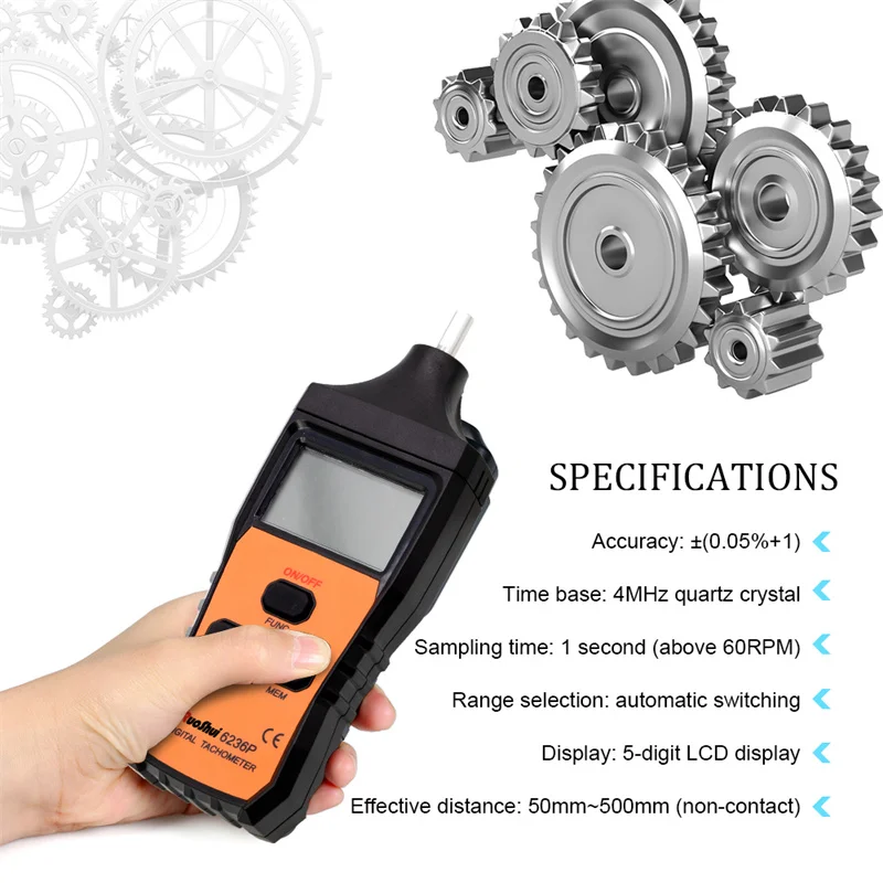 RuoShui Digital Tachometer Laser Non-Contact Tacometro Smart Sensor Speed Meter Range 2.5 -99999 RPM Auto Handheld Motor Tester