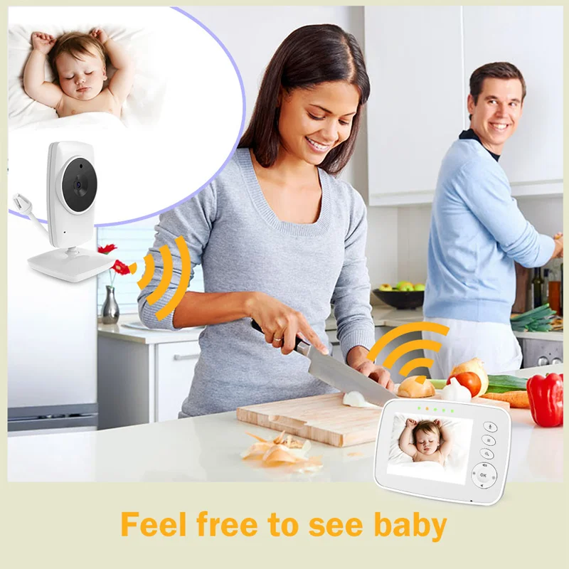 Two-way Voice Intercom 3.2 Inch Wireless Baby Monitor Room Temperature Monitoring Infrared Night Vision Lullaby PlayingCaregiver