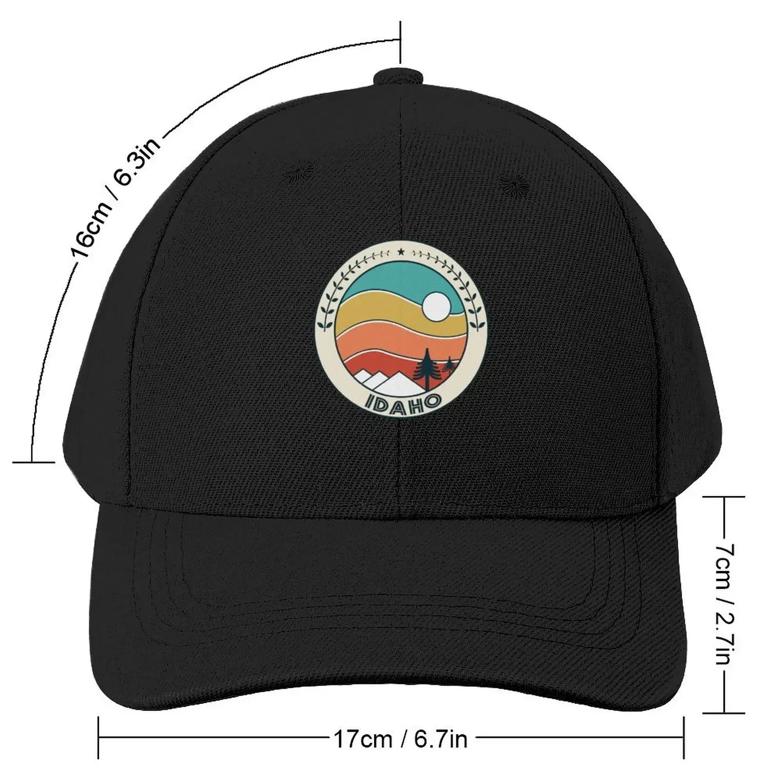 Idaho Retro Vintage Sunset - Idaho Mountain Souvenir - Gift - Hometown Hiking Nature Baseball Cap Vintage Men Caps Women's