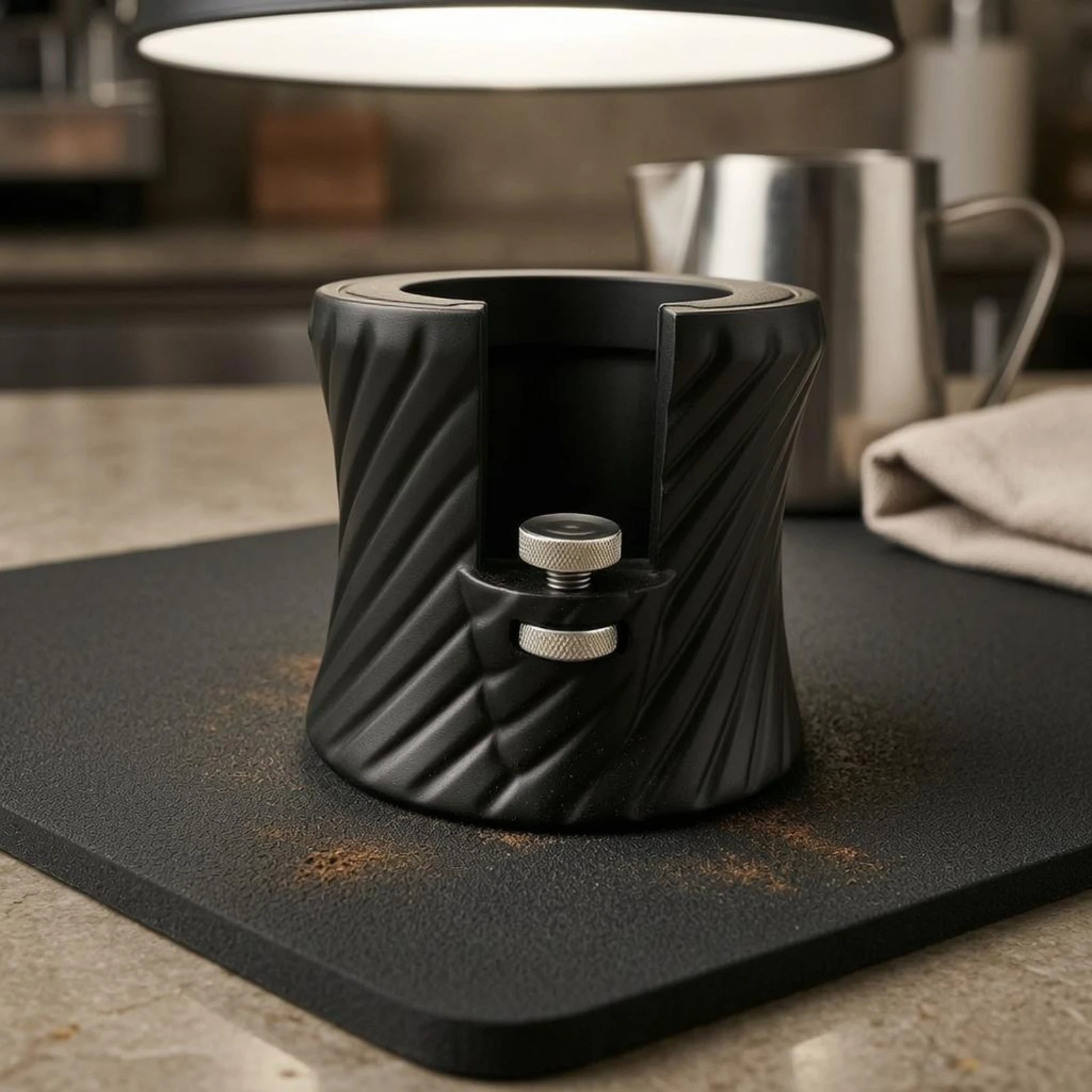 Coffee Tamping Stand Spiral Grooved Portafilter Stand Adjustable Portafilter Holder Knurled Screws Espresso Tamping Station