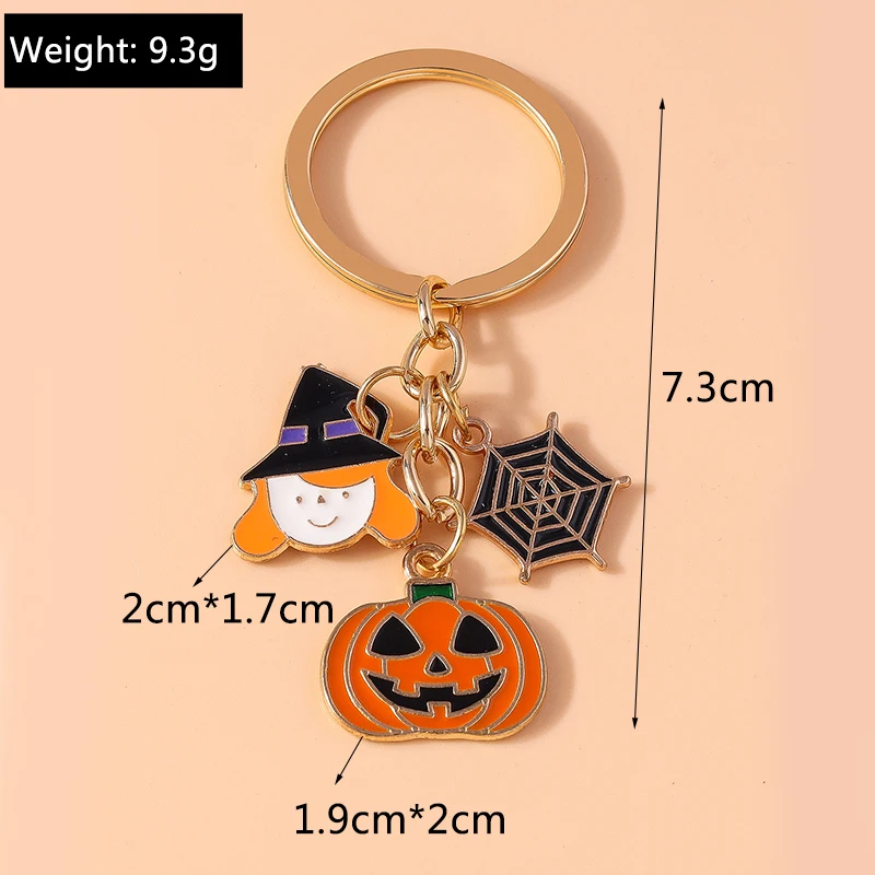 Niedliche Emaille Halloween Schlüssel bund Kürbis Geist Schlüssel ring Anhänger für Schlüssel halter Frauen Mädchen Handtasche Zubehör DIY Schmuck Geschenke – Detail 6