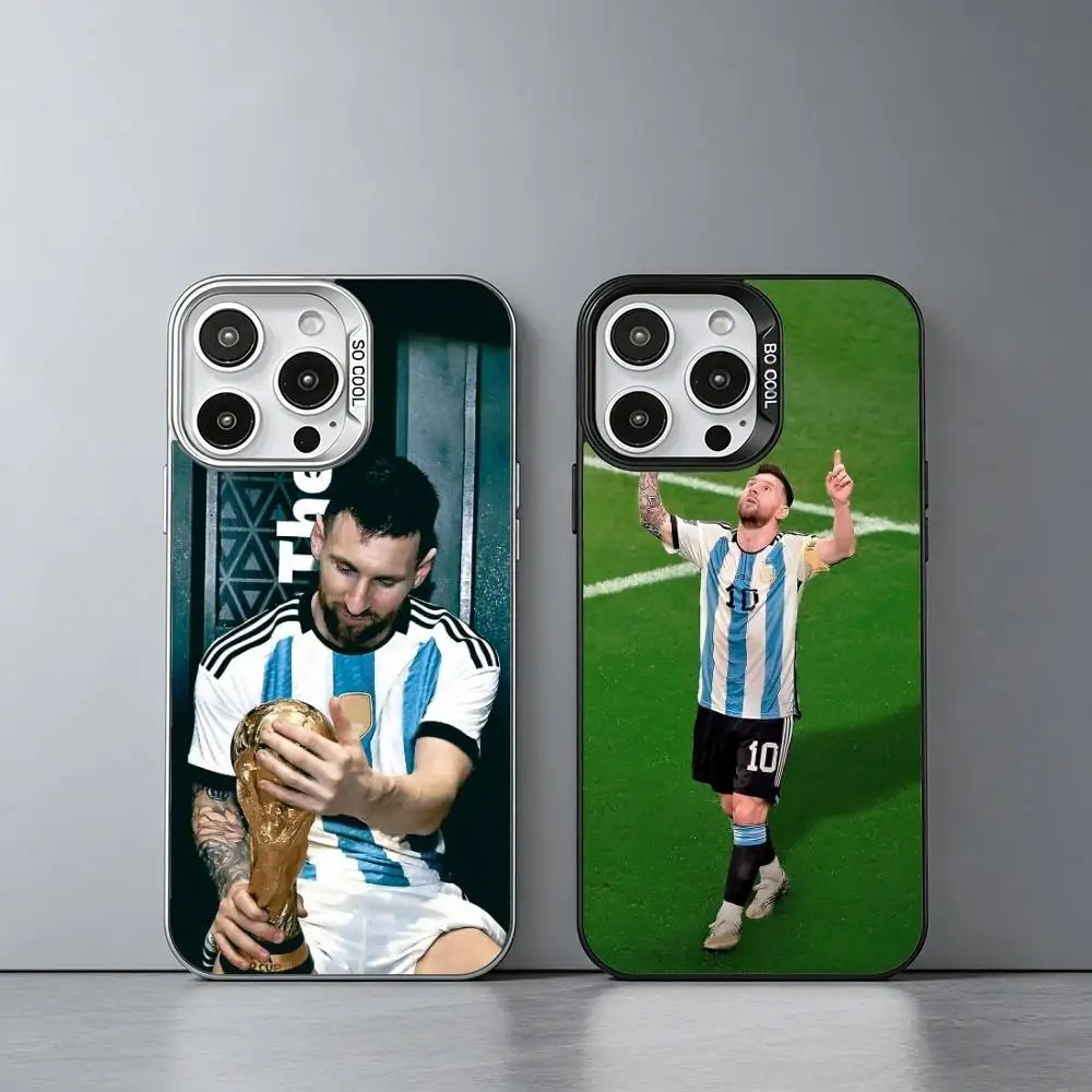 

F-Football S-Star L-Lionel Messi Phone Case For iPhone 17,16,15,14,13,12,11 Plus,Pro Max,XS,Colored silver phone case