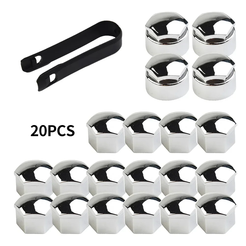 

20 PCS Chrome Nut Cap Wheel Bolts + Removal Tool Wheel Sets 17mm Fits For Any Cars Auto Hub Screw Cover Bolt Rim