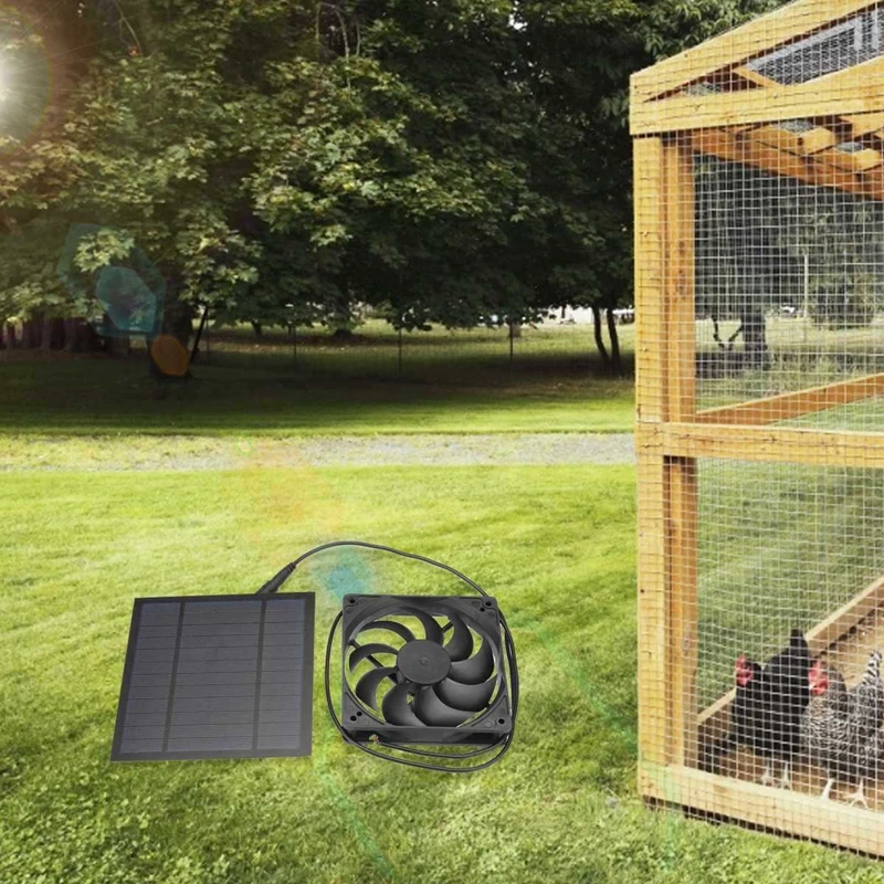 Ventilador de Panel Solar de 10W y 12V, miniventilador de aire Solar de 6 pulgadas para perro, gallinero, invernadero, RV, coche, cargador