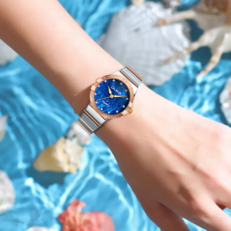 Новые модные женские маленькие зеленые часы, нишевые темпераментные водонепроницаемые стальные ремешки, светящиеся женские студенческие кварцевые часы