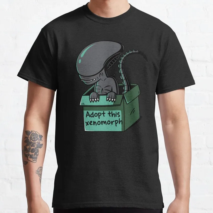 Funny Adopt this xenomorph Alien Space Ripley Nostromo Weyland Yutani 100% Cotton printed T Shirts plus size men's Clothes