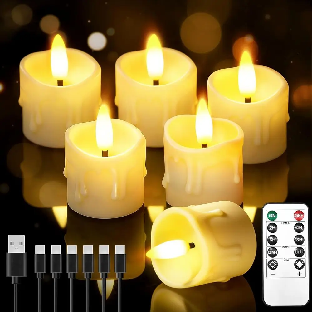 Rechargeable LED Tea Lights with Remote Timer, 1.5x2 Battery-Powered Flickering Votive Candles for Mother's Day, Anniversaries,