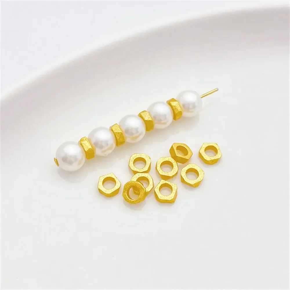 Zand goud sterke kleurbehoud veelhoekige kraal spacer vierkante losse kraal handgemaakte DIY kralen armband materiaal accessoires