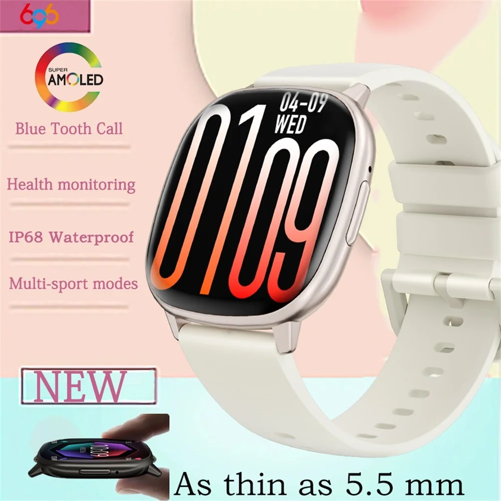 

2026 New Ultra-thin Smartwatch AMOLED Screen Blue Tooth Call Men Women Heart Rate Music Watches Sports Smart Watch Alarm Clock