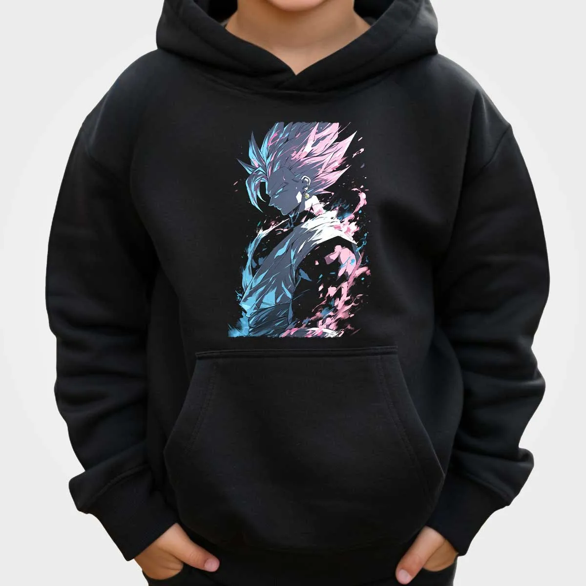 

Черная толстовка Dragon Ball Super Saiyan Rose Goku с розовым и синим принтом в виде всплеска, крутая уличная одежда в стиле аниме для мужчин и детей