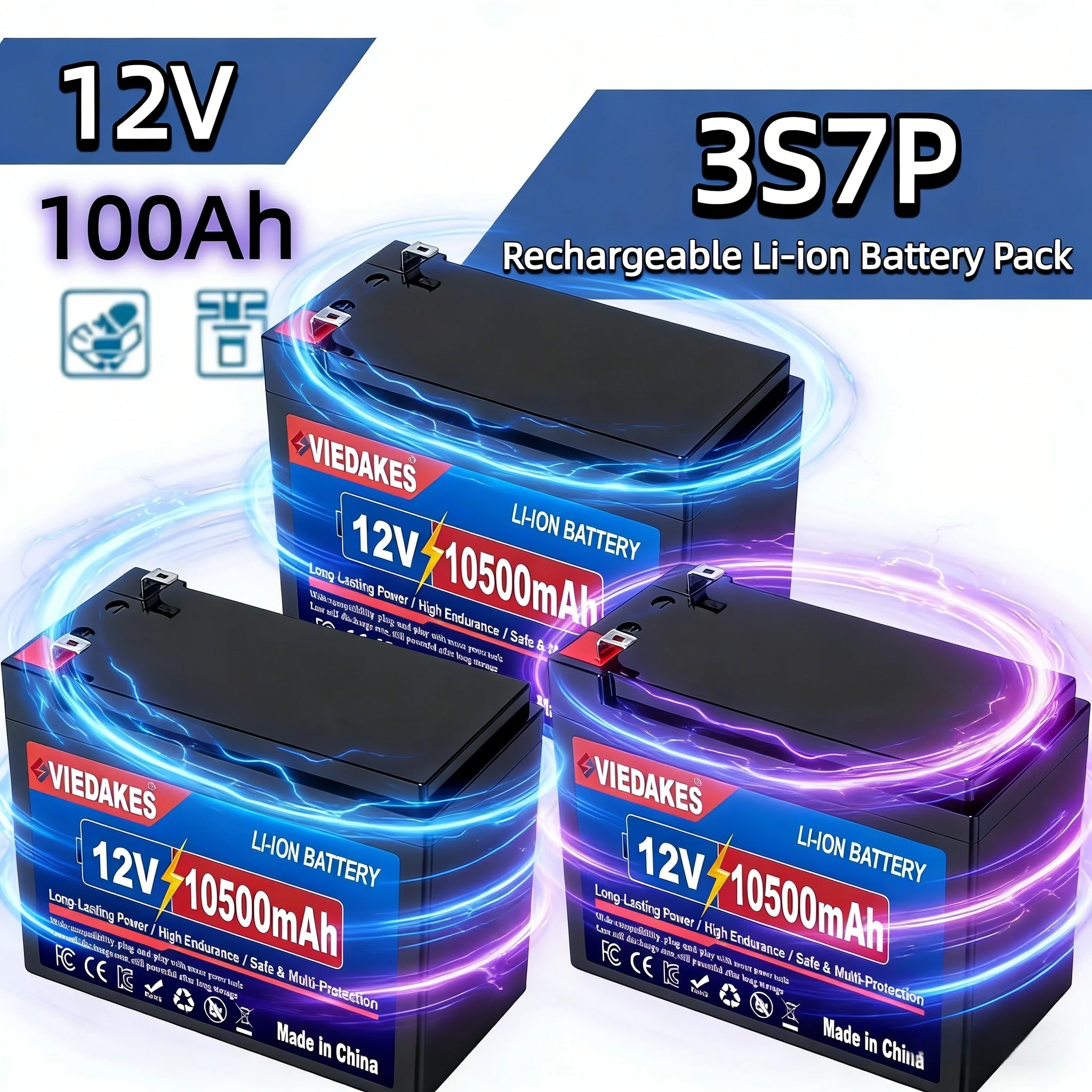 

Аккумуляторный блок VIEDAKES, новый, 3S7P, 12В, 100Ач, LiFePO4, 18650, с защитой от короткого замыкания, для экстренной помощи при стихийных бедствиях