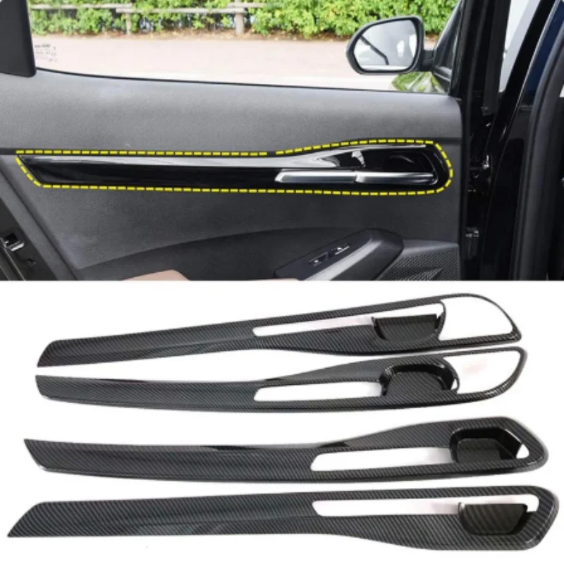 

For Kia Seltos 2019-2022 Carbon Car Interior Door Handle Bowl Cover Trim Inside Door Panel Molding Strip Accessories