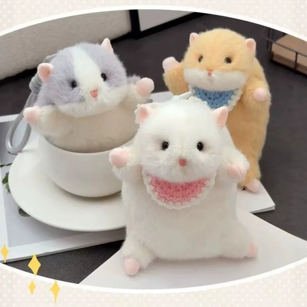 Cute Plush Hamster Plush Keychain Soft Durable Hamster Bag Charm Stress Relief Design Animal Stuffed Toy Stress Relief