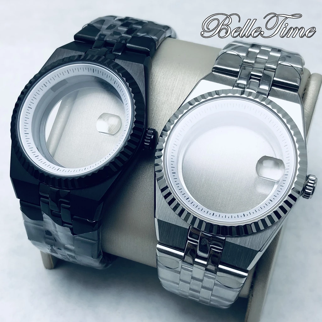 40 مللي متر PVD Land-Dweller الفضة الأسود الذهب RoseGold ساعة حافظة الياقوت الزجاج ل NH34 NH35 NH36 ساعة يد تعمل بالحركة اكسسوارات