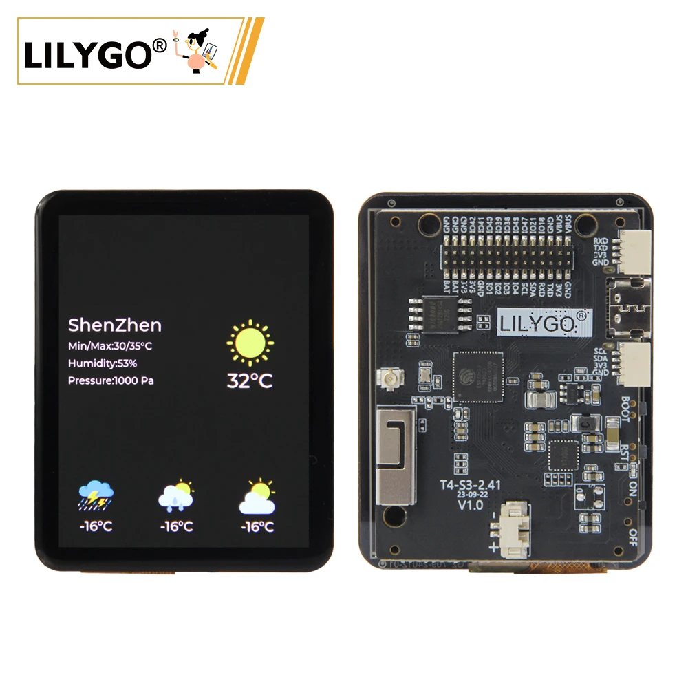 LILYGO® T4-S3 ESP32-S3 2. 41-calowa płyta rozwojowa ekran dotykowy z ekranem RGB dwurdzeniowy mikroprocesor LX7 WIFI Bluetooth