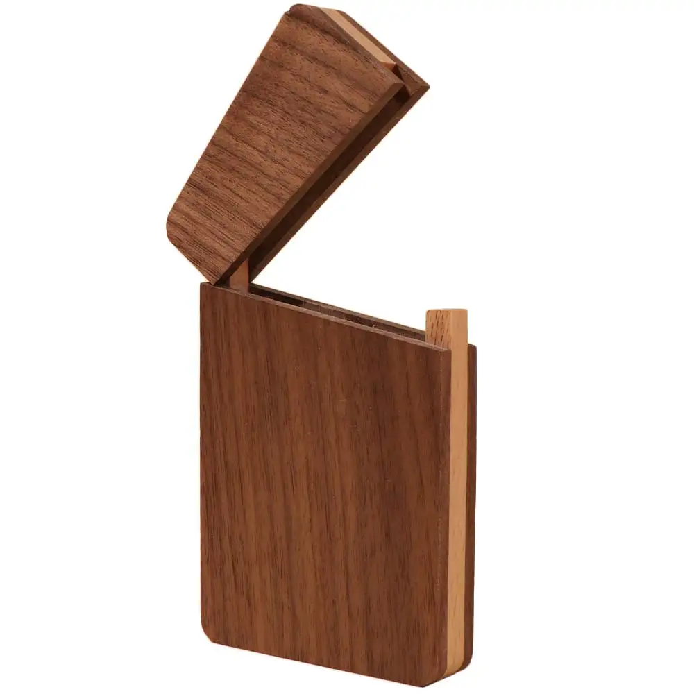 Portable Black Walnut Business Card Box Wooden Lightweight Card Storage Box Ultra-Thin Magnetic Closure Name Card Holder Office