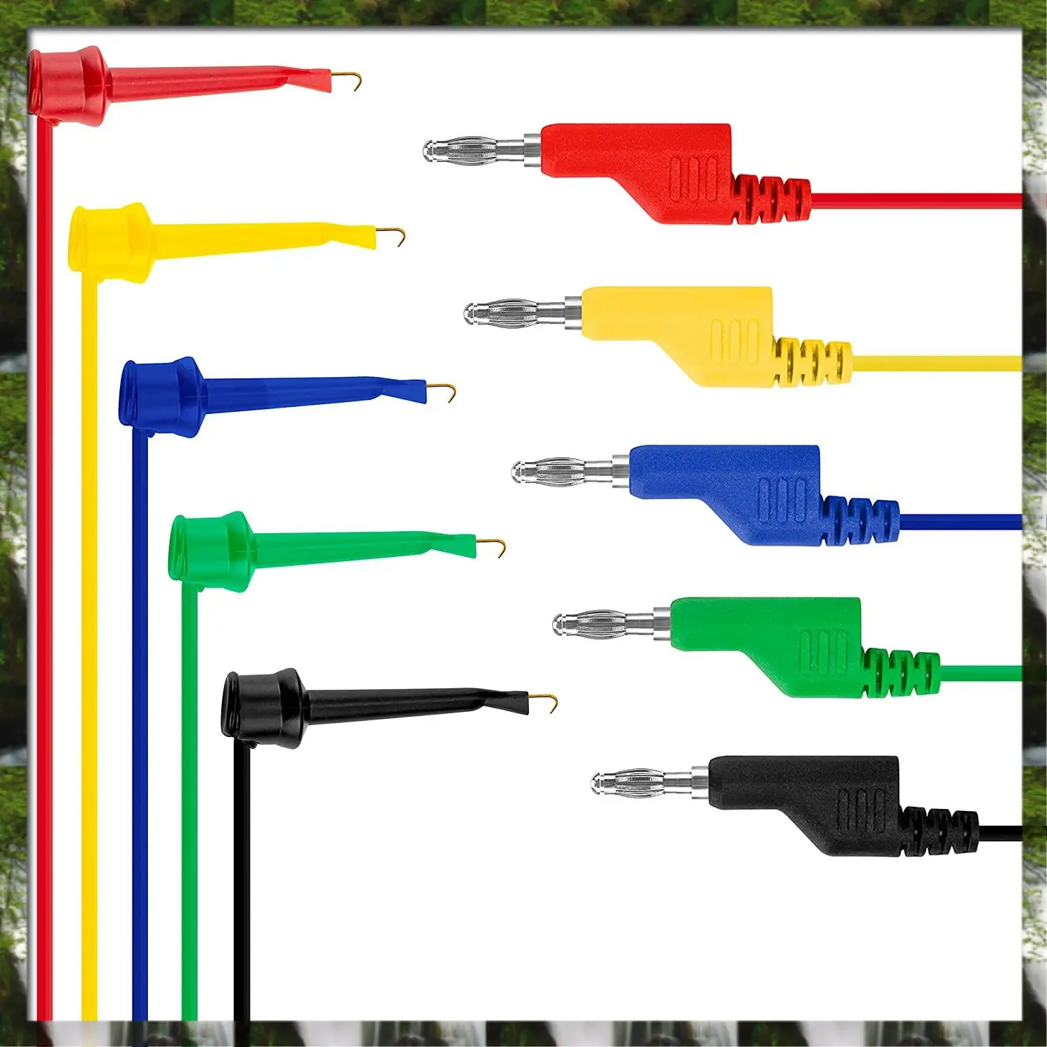 The New 5PCS Test Hook Wire Stackable Banana Plug To Mini Grabber Multimeter Test Lead Set Flexible Wire Leads 500V/5V 39 Inch