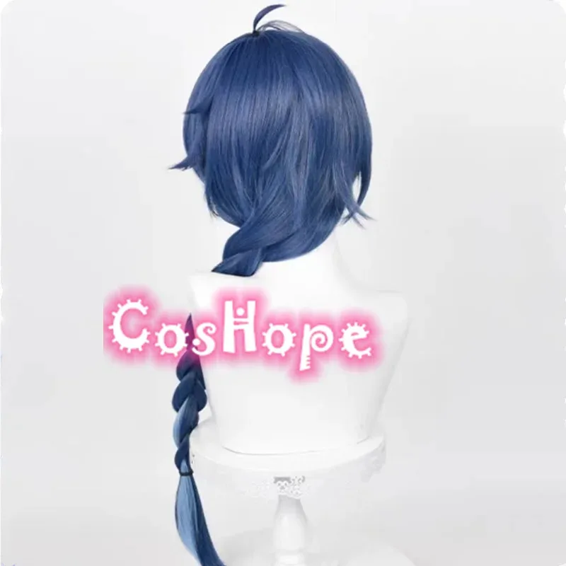 Dd12Kaeya nueva piel 85 cm de largo peluca azul tinta Anime Cosplay pelucas sintéticas resistentes al calor