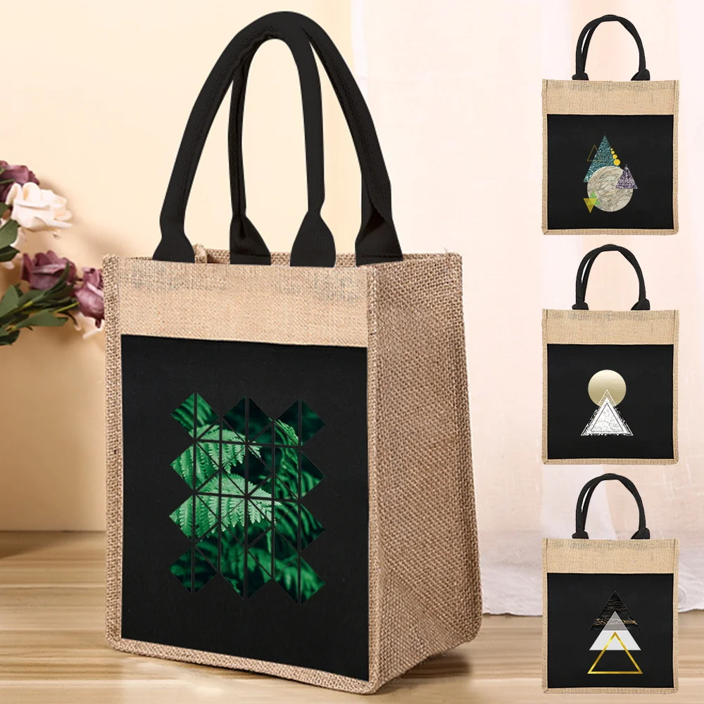 

Многофункциональные сумки-шопперы с принтом, вместительные повседневные сумки для хранения, модные летние пляжные джутовые сумки унисекс