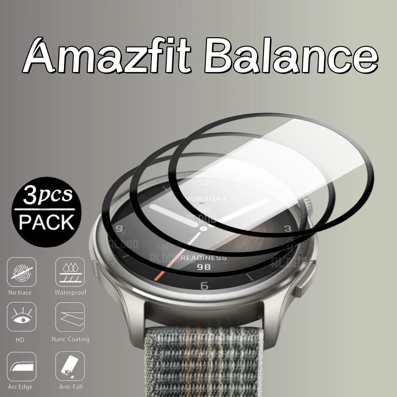 For Amazfit Balance SmartWatch Full Cover 3D Curved Plating Soft PMMA PET Film Screen Protector Not Glass on Amazfit Balance