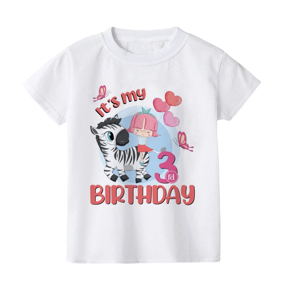 Aniversário crianças camiseta infantil meninas bonito roupas do miúdo presente de aniversário da criança t branco crianças verão manga curta camiseta