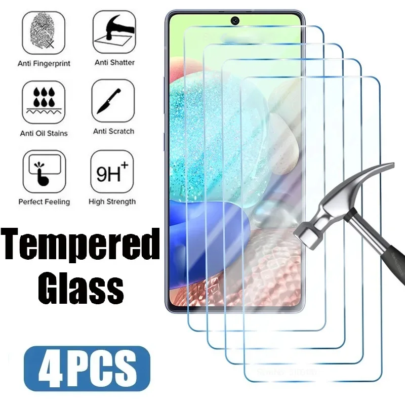 4 pièces de verre trempé HD pour Samsung A01 A21 A21S A11 A71 A52 A72 A02S A12 A22 A32 5G, protecteur d'écran pour Samsung A51 A41 A31