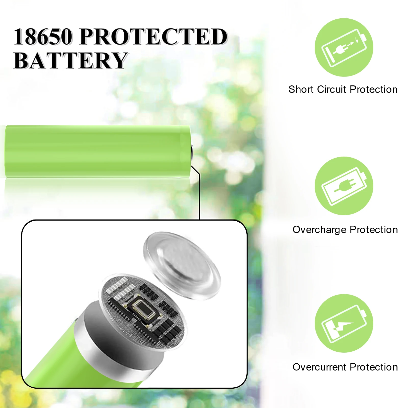 New Original 18650 Battery 3.7V 1800mAh Lithium Rechargeable Battery 18650B with PCB Protected for LED Torch Flashlight E-Tools