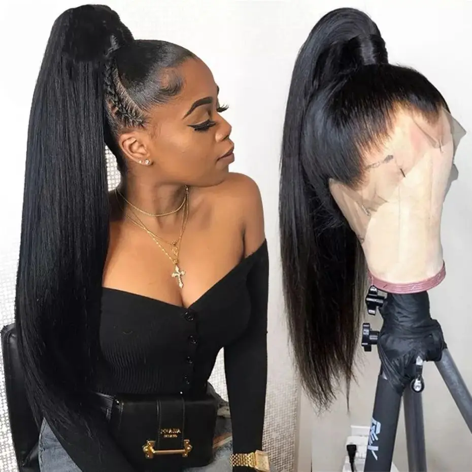 Bone Straight 13x4 13x6 Lace Front Human Hair Wigs 360 Full Lace Frontal Wig For Women 180% Brazilian Remy Pre Plucked Hairline