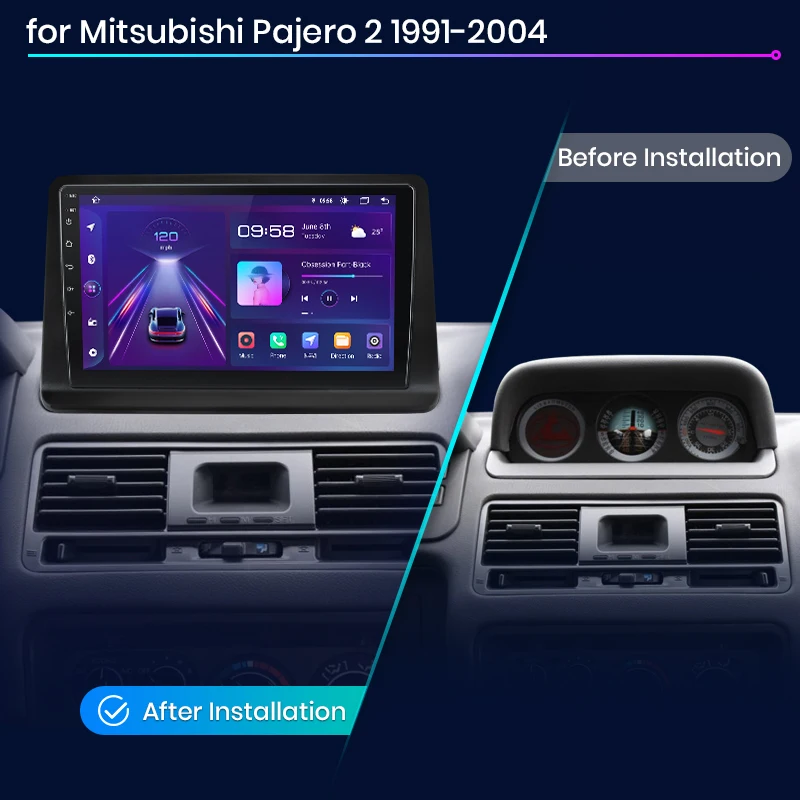 Junsun AI CarPlay 4G Android 14 Radio de coche para Mitsubishi Pajero 2 V20 V30 V40 1991-2004 Multimedia WiFi GPS Navi pantalla táctil 2