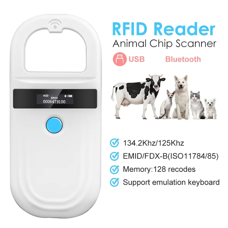 

BNVN-ручной 134,2 кГц RFID-считыватель для животных, сканер микротипов для домашних животных, кошек, собак, FDX-B, стеклянный чип, USB/B, считыватель тегов