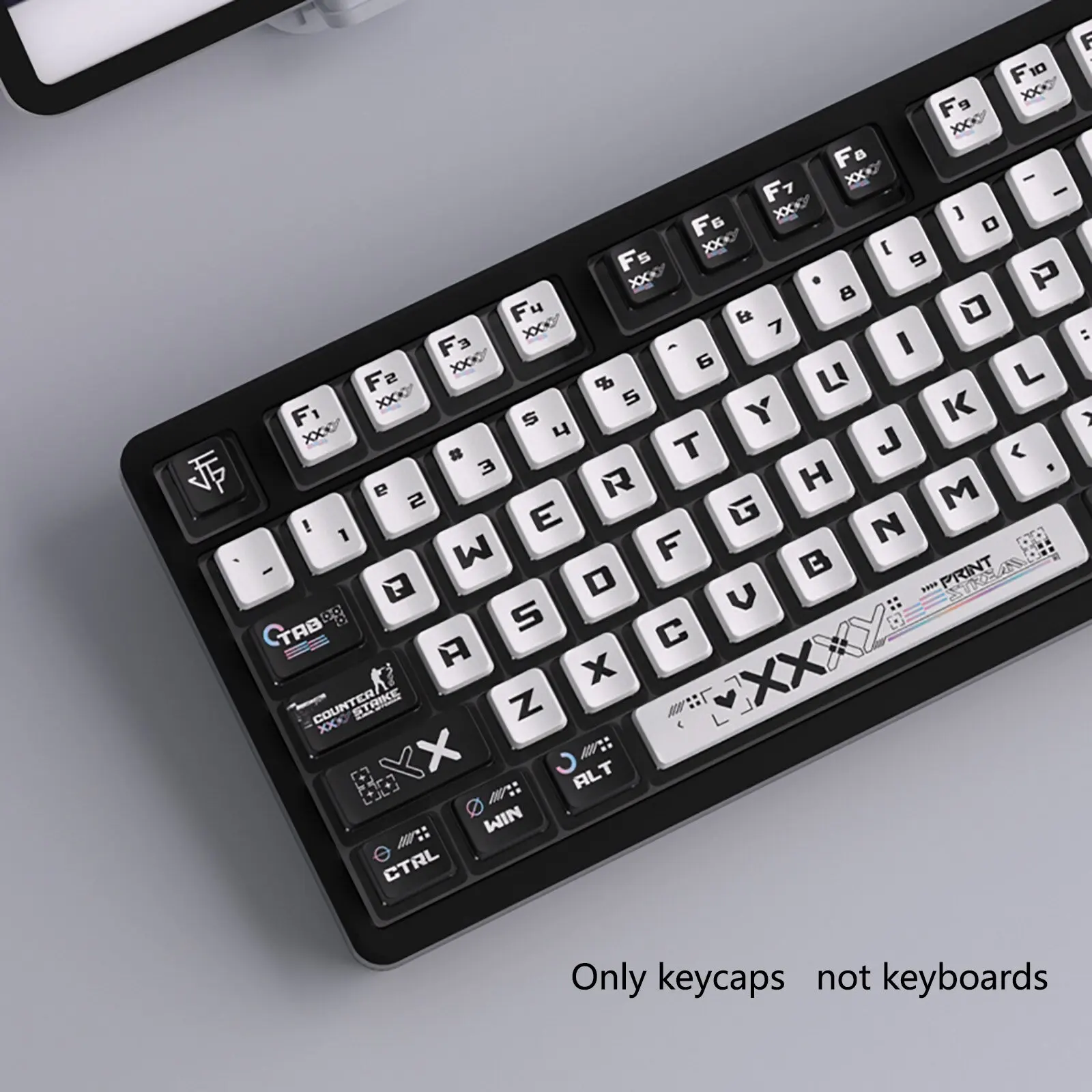 Imagem -02 - Keycaps Oem para Teclado Mecânico Keycap Preto e Branco Apenas Pbt F75 Akko Print Stream Altura 122 Key F75