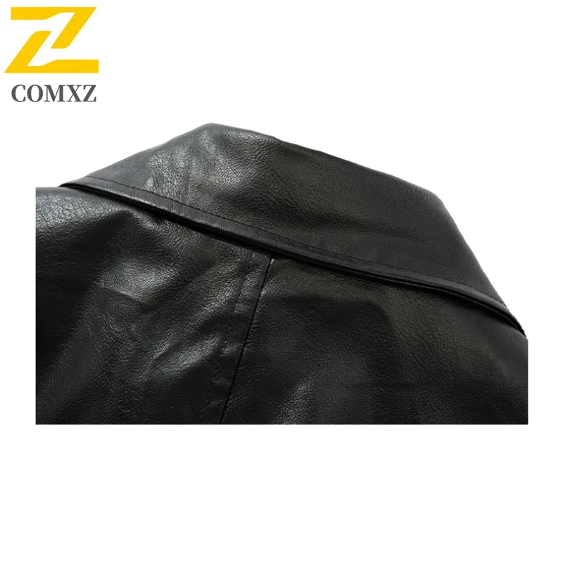 COMXZ Men's New Autumn Turn-Down Collar Casual Trendy Mid-Length Windbreaker Waterproof Windproof breathable lightweight Jacket