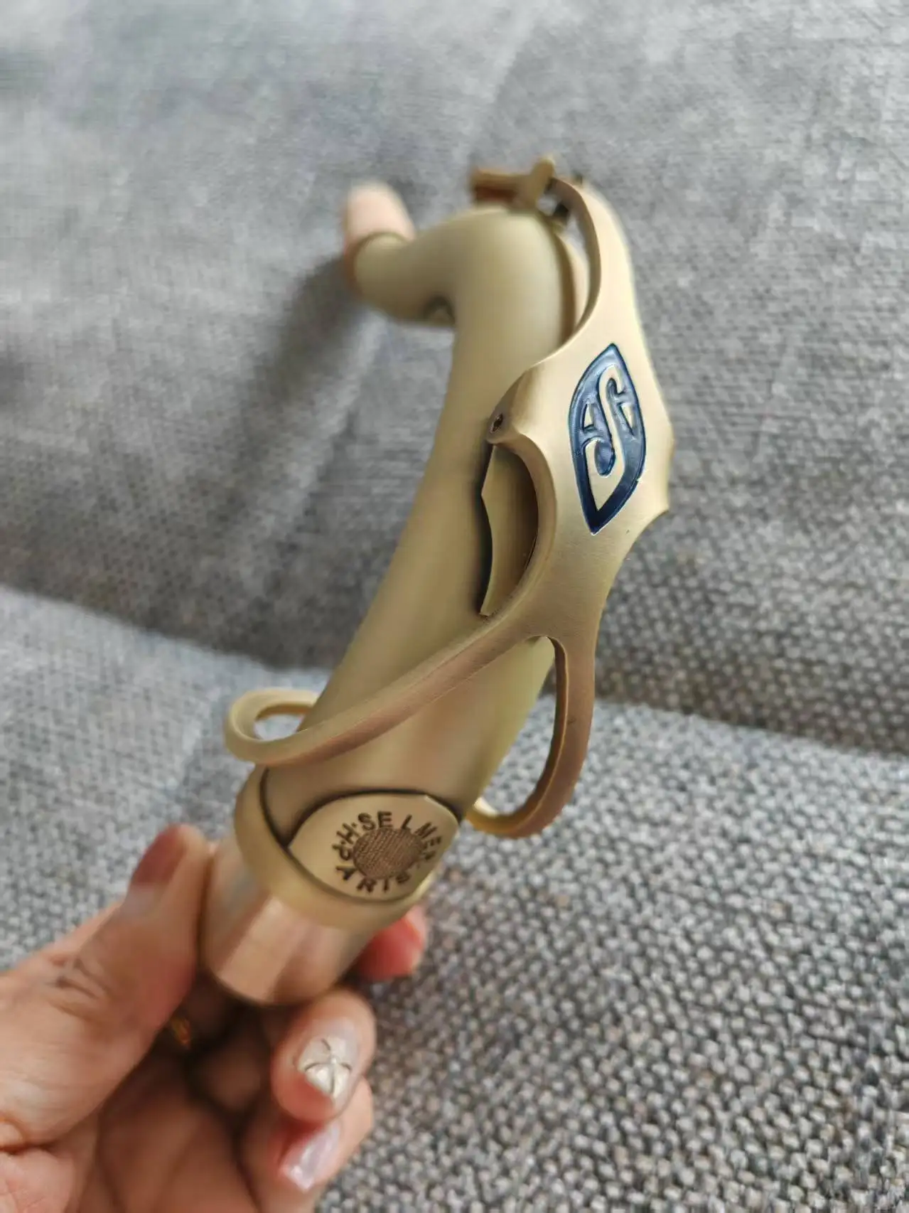 Saxofone tenor antigo de latão com pescoço curvo calibre 27,5, boa qualidade de som