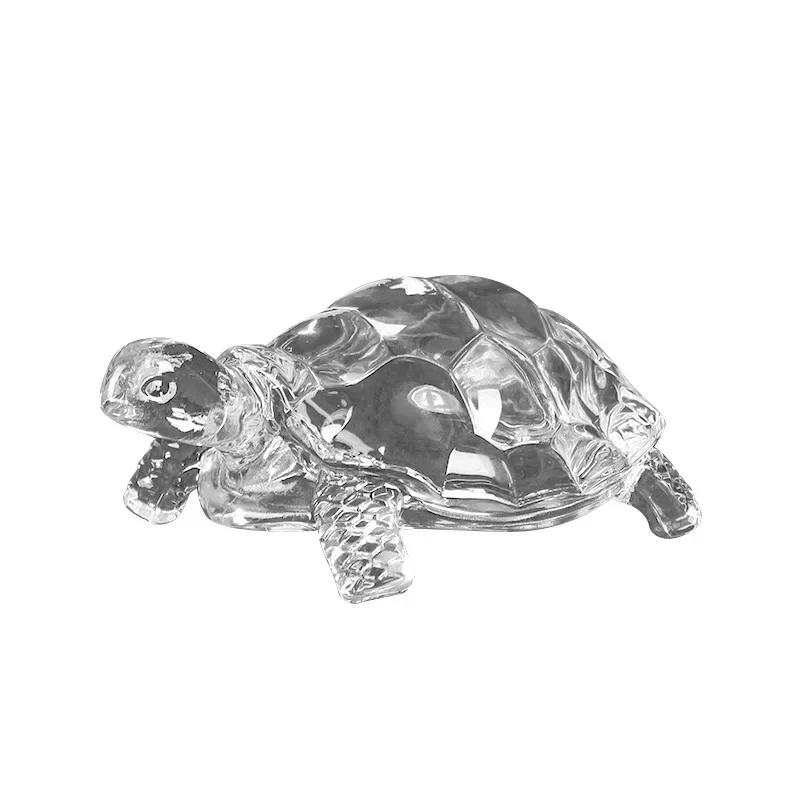 Crystal Turtle Figurine Miniature Tortoise Statue Chinese Lucky Feng Shui Ornament for Home Office Desk Decoration Accessories