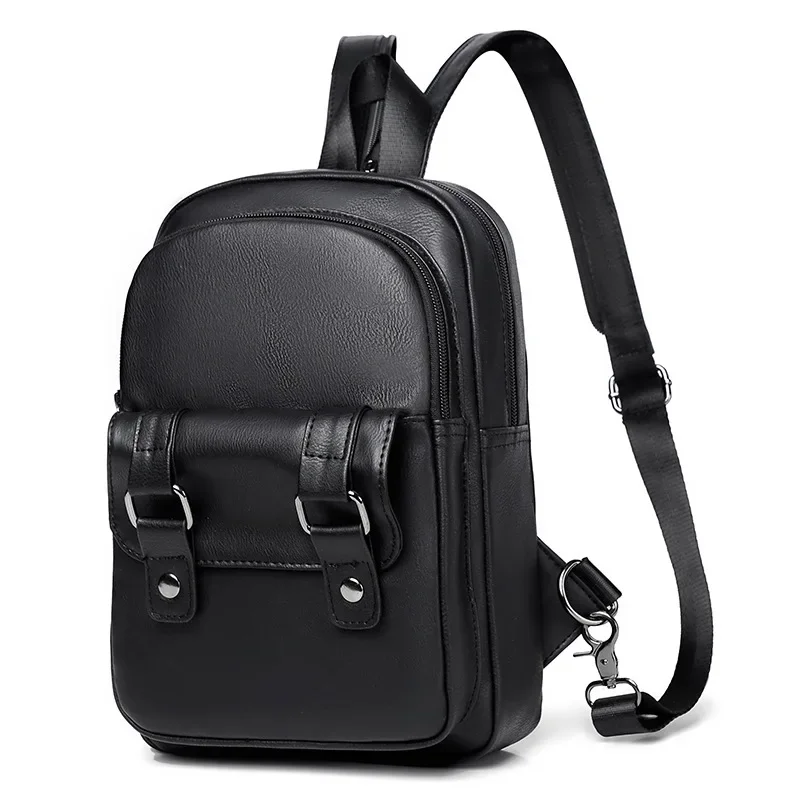 Sac à dos décontracté en cuir PU pour hommes, petit sac de poitrine, sacs à dos à bandoulière pour hommes, bonne qualité, affaires, initié