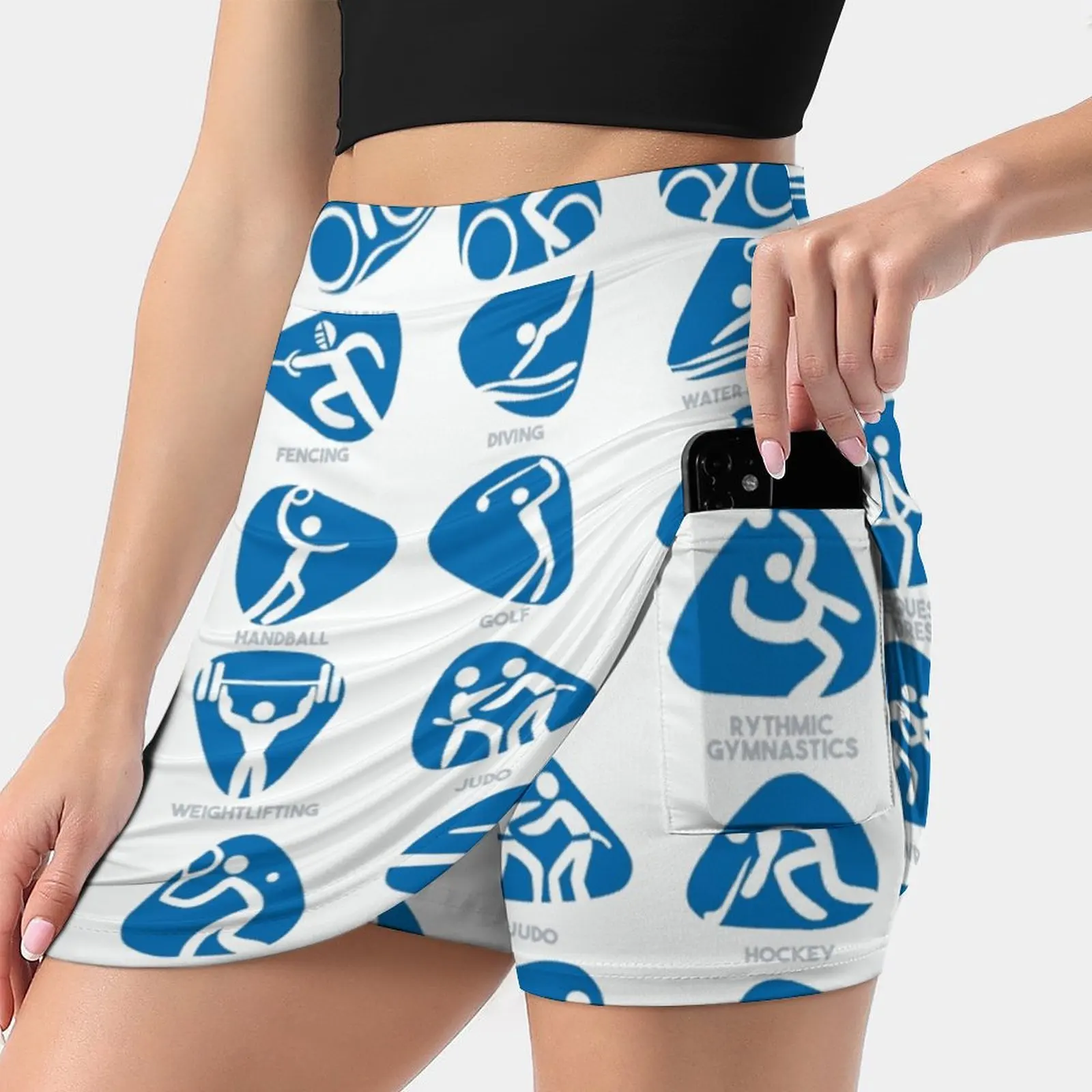 Icon Pictograms Set Trending Fashion Skirt Summer Printed Women Sport Skirts Double-Layer Athletic Summer Games Icon Pictogram