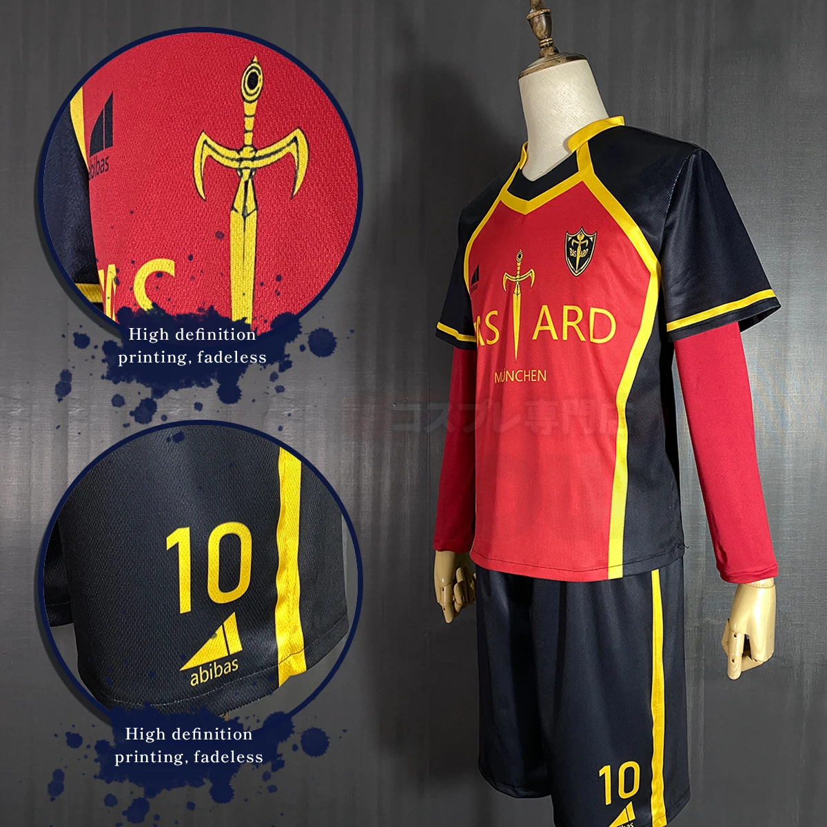 LOUN-Costume de Cosplay de l'Anime Kaiser Ness Isagi Kurona Hiori, Uniforme de Football avec Fermeture Bleue et Perruque en Jersey Brodé