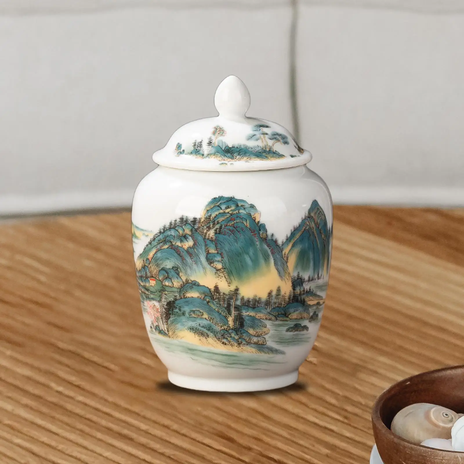 Ceramic Ginger Jar Vase Mandarin Chinese Multi Purpose with Lid Asian Ginger Jar