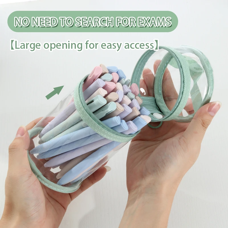 Transparentes Hand-Federmäppchen aus Mesh/PVC – doppellagiger Schreibwaren-Organizer mit großem Fassungsvermögen, stehbares und minimalistisches Design