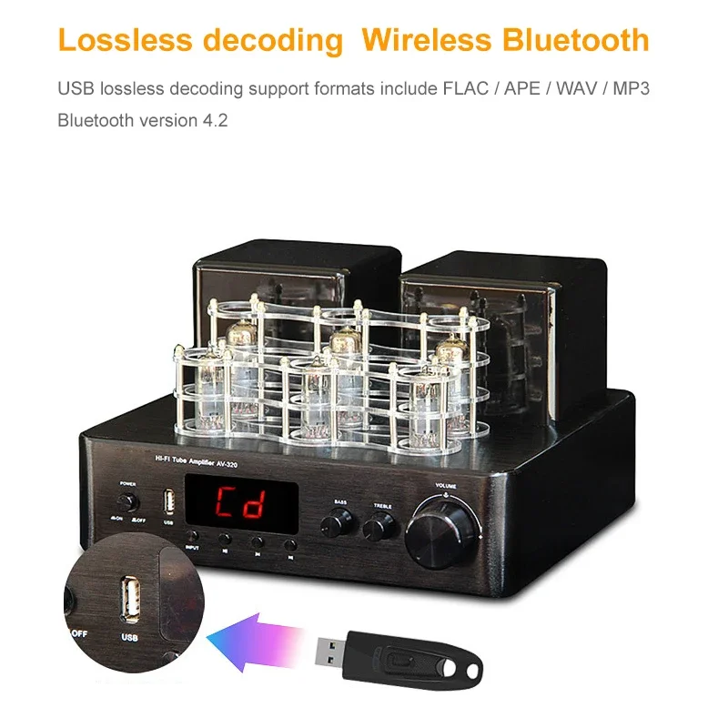 Sunbuck HIFI 6U1 6K4 Vacuum Tube Integrated Amplifier, Bluetooth Coaxial optical input Stereo Lossless decoding USB Preamplifier