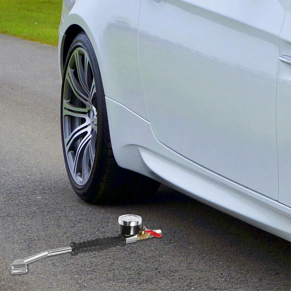

Heavy Duty Tire Inflator Gauge Extended Nozzle Bent Head Quick Inflation Truck Tires Accurate Pressure Measurement Durable