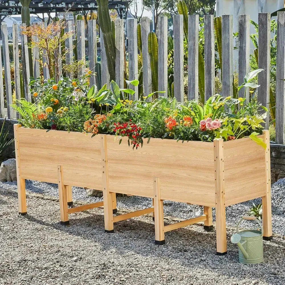 7x2 ft. Elevated Garden Bed, 16 Deep, with Legs and Drainage, Perfect for Deep-Rooted Plants, Flowers, Herbs, and Balcony Use, E