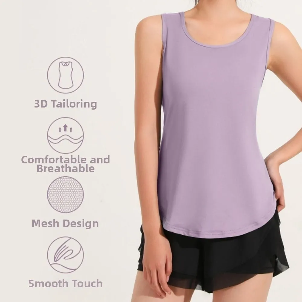 

Summer Quick Dry Tank Top Thin Section Mesh Backless Loose Casual Versatile Camisole Yoga Sports T-Shirt Fitness Running Vest