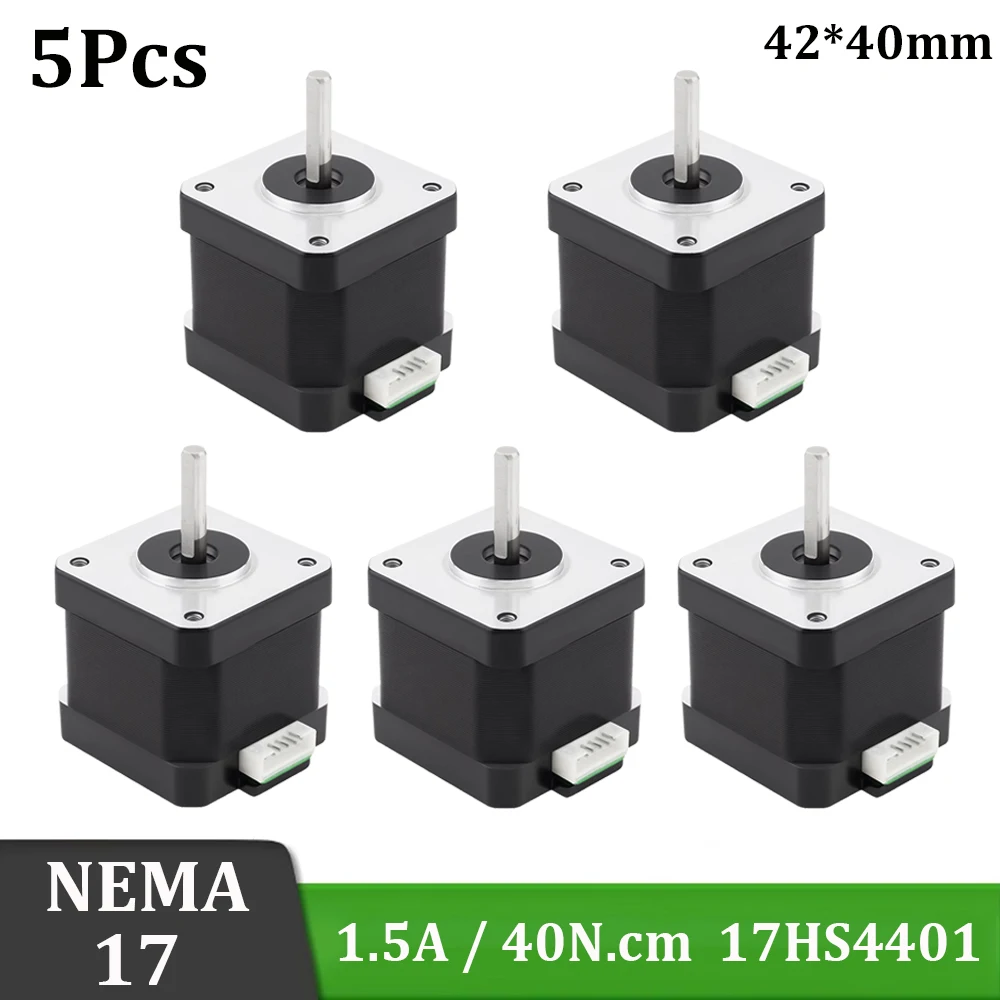 5pcs Nema17 Stepper Motor 42BYGH (17HS4401)  42*40mm D-Shaft 5mm 1.8° 40N.cm 4-Lead For DIY CNC 3D Printer Stepper Motor Nema 17