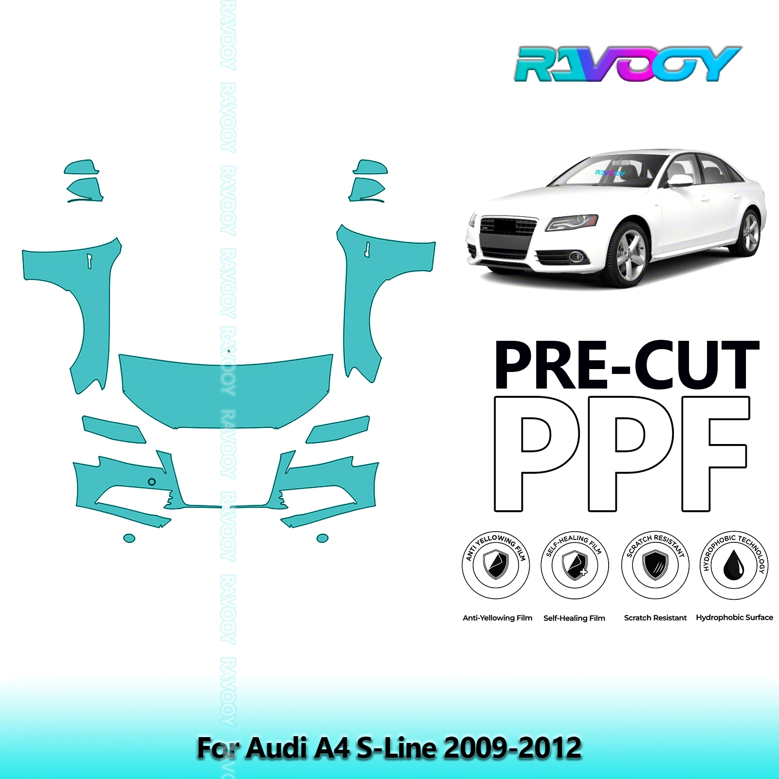 

Car Front Kit Clear Bra Precut PPF Paint Protection Film For Audi A4 S-Line 2009-2012