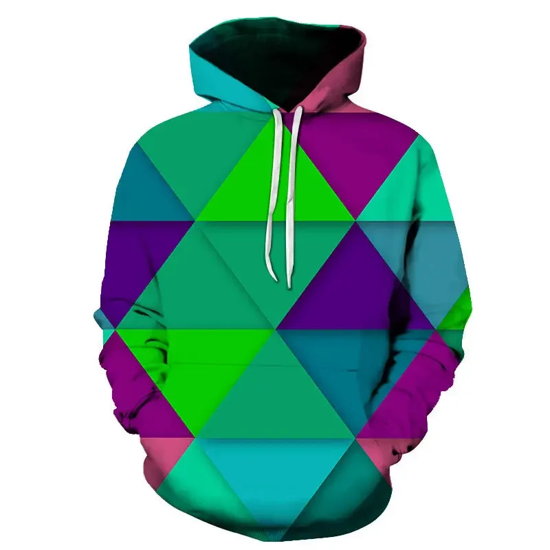 Neue Farbe Block Geometrische Muster Hoodie Männer Damen Kinder 3d Druck Lässige Mode Straße Sweatshirts Leichte Kleidung