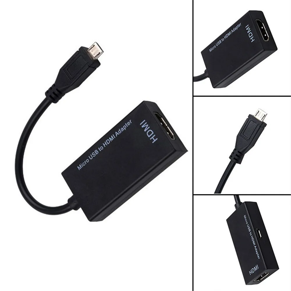 Cabo adaptador tipo C e micro USB macho para HDMI fêmea para celular tablet TV